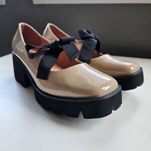 All Black Tap & Lugg Mary Jane Chunky Platform Pumps Beige EUR 37.5 US 7 Beige